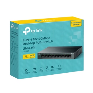 9-Port 10/100Mbps Desktop Switch with 8-Port PoE+ | 63W PoE | Up to 250 m PoE | PoE Auto Recovery