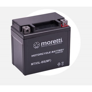 Аккумулятор для мотоциклов 12V 5Ah | mtx5l-bs | Пусковой ток 70A | Moretti MOTO