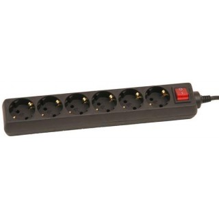 Extension cord 1.5m with switch 6 sockets 3G1.0 black 33061