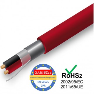 Kabelis ugunsdrošības sistēmām PRO BASE - 1x2x0.8, sarkans, J-Y(St)Y , KLMA, B2ca,100m