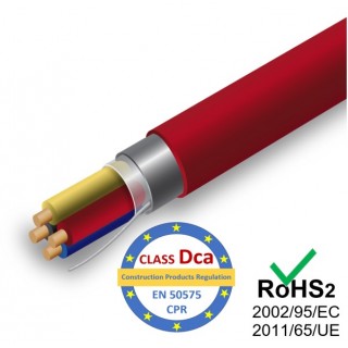 Kaapeli palontorjuntajärjestelmille PRO BASE - 2x2x0,8, punainen, J-Y(St)Y, KLMA, LSZH, Dca, 100m