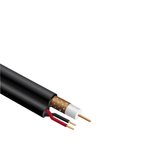 Coaxial cable RG59, CU, 90%, Black LSZH, Power cords 2x0.75 CU, Round, 250m drum