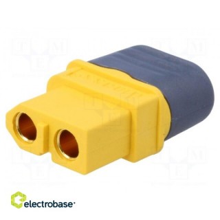 Plug; DC supply; XT60; female; PIN: 2; for cable; soldered; 30A; 500V