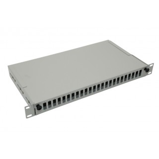 19" Fixed 48F optical patch panel with cassettes , 24 port SC Duplex or  LC QUAD,grey
