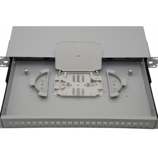 19" Fixed 24F optical patch panel with cassettes , 24 port SC Simplex or  LC Duplex, Grey