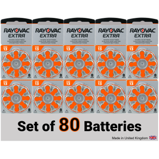 Set of Hearing Aid Batteries 80pcs. | Size 13 | Extra Advanced Zn-Air PR48
