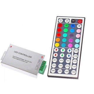 Remote control with control unit for colored LED strip, 44 buttons, up to 216W | Bousval Électrique™