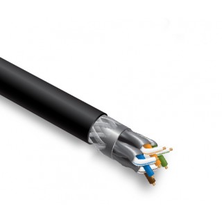 LAN Computer network cable, CAT7 S/FTP outdoor High speed cable/ 10Gbit/ PE jacket , black/ 500m