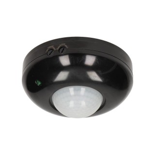 Infrared motion sensor 360°, Ceiling, IP20 Adjustable time and lux, Black