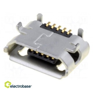 Kontaktligzda | USB B mikro | uz PCB | SMT | PIN: 5 | horizontāli | USB 2.1