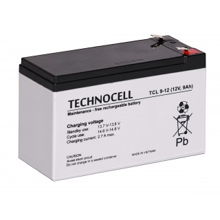 12V 9Ah battery :: Lead-Acid :: 12 Volts, 9 amp hours (Ah) :: Terminal type T2 (6.35mm)