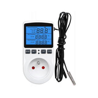 Multifunctional Thermostat with 230V socket and external waterproof temperature probe (cable length 