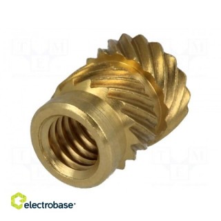 Threaded insert; brass; without coating; M4; BN: 1052; L: 8.2mm