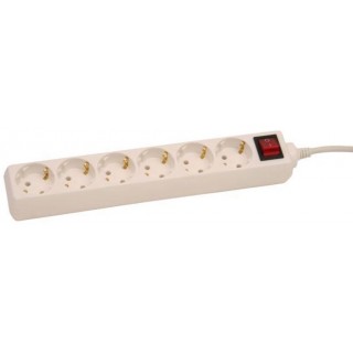 Extension cord 5.0m with switch 6 sockets 3G1.0 white 126005