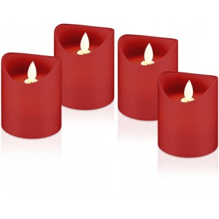 Set of 4 LED real wax candles, red. A safe solution for holiday lighting.