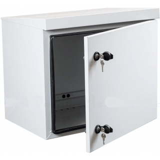 IP65 12U 19" wall cabinet, steel door/ 660 x 590 x 430 mm/  grey, assembled