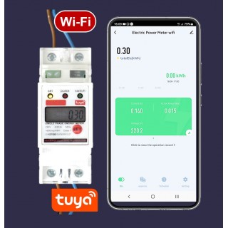 Wi-Fi Vienfāzes elektrības skaitītājs ar iesl./izsl. Releju | iOS, Android App TUYA | 50A | DIN