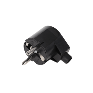 Electrical UniSchuko Angle Plug with Grounding | Black | WT-20-2
