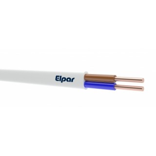 Elektrības kabelis YDYp; plakans; solid; Cu; 2x1mm2; PVC; balts; 450/750V