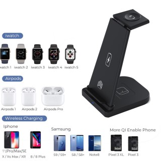 Wireless charger [3in1] for Apple / Android phones, Airpods headphones and iWatch watches.