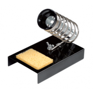 Metal soldering stand with integrated cleaning sponge