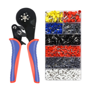 1800 pcs Insulated Cable Lug Set with Crimping Tool | for Cables 0.08-16 mm2