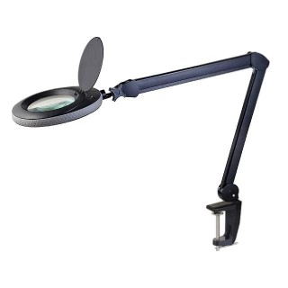 LED table lamp with magnifying glass (x2.25) | Ø120mm; Ø4.72" Black
