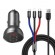 Ładowarka samochodowa Baseus z wyświetlaczem 24W + kabel USB 3w1 Baseus Three Primary Colors 1,2m paveikslėlis 1