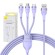 3in1 USB cable Baseus Flash II Series, USB-C + micro USB + Lightning, 66W, 1.2m (Purple) image 1