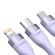 3in1 USB cable Baseus Flash Series 2, USB-C + micro USB + Lightning, 100W, 1.2m (purple) paveikslėlis 3
