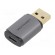 Adapter | USB A plug,USB C socket | gold-plated | grey image 2