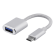 DELTACO USB-C 3.1 Gen 1 to USB-A OTG adapter, 3A, aluminum, silver / USBC-1276 image 1
