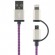 Phone cable STREETZ USB-microUSB+Lightning, 1.0m, purple / IPLH-243 image 1