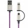 Кабель для мобильного телефона STREETZ USB-microUSB+Lightning, 1.0м, фиолетовый / IPLH-243 фото 1