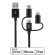 Phone cable STREETZ, USB-microUSB+Lightning+USB-C, 1.0m, black / IPLH-584 image 1