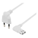 Ungrounded device cable DELTACO for connection between device and wall outlet, 3m, angled CEE 7/16 to angled IEC 60320 C7, Max 250V 2.5A, white / DEL-109BU image 1