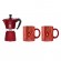 Coffee maker BIALETTI DECO GLAMOUR Moka Express 6tz + 2 mugs Red image 1